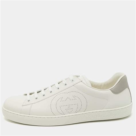 Men's sneaker with Interlocking G in white suede 